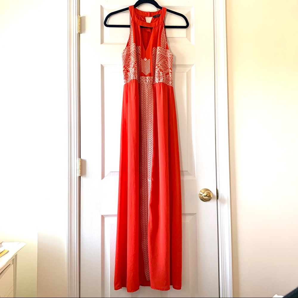 THML Orange Embroidered Maxi Dress